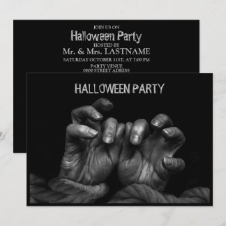 Convite Festa de Halloween Assustadora Mau Mãos Pretas