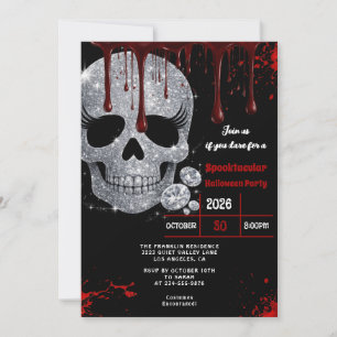 Convite Festa de Halloween Assustadora para Adultos com Ca