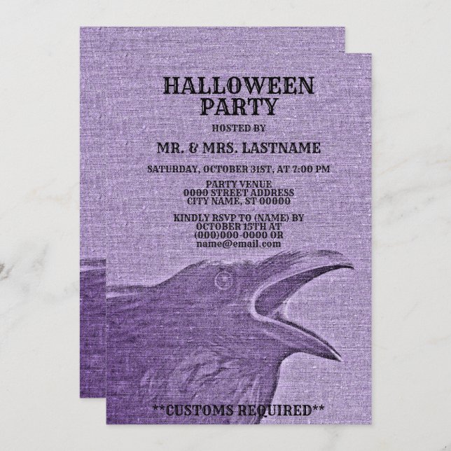 Convite Festa de Halloween Assustadora Púrpura Assustada (Frente/Verso)