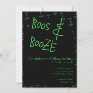 Convite Festa de Halloween Boos e Bebidas Verde Preto
