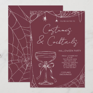 Convite Festa de Halloween Burgundy Costumes e Cocktails