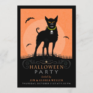 Convite Festa de Halloween - Cão Assustador debaixo da Lu