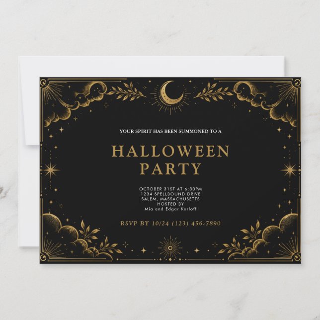 Convite Festa de Halloween Celestial Elegante  (Frente)