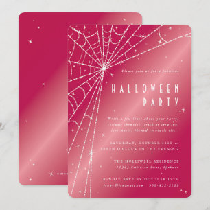 Convite Festa de Halloween Chic Hot Pink Spider