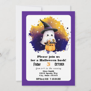 Convite Festa de Halloween com Fantasma Fofo