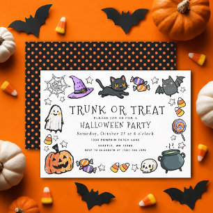 Convite Festa de Halloween com Lápis de Cor para Crianças