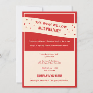 Convite Festa de Halloween com tema de obsessão One Wish W