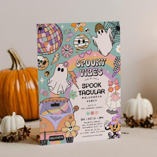 Convite Festa de Halloween com Vibrações Assustadoras e Di