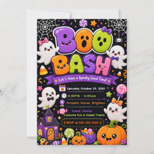 Convite Festa de Halloween Cute Boo Bash