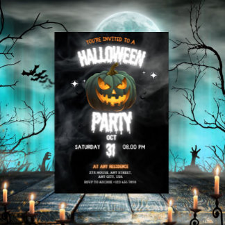 Convite Festa de Halloween da Abóbora Brilhante