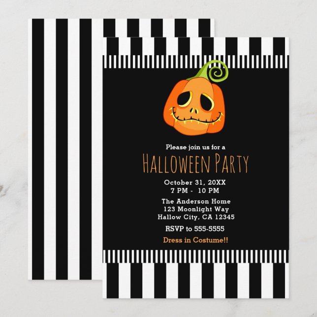 Convite Festa de Halloween da Abóbora Caprichosa (Frente/Verso)