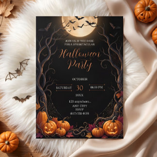 Convite Festa de Halloween da Abóbora da Lua Escura