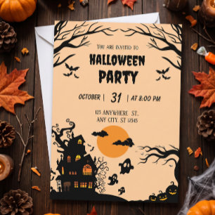 Convite Festa de Halloween da Árvore Assustadora e Casa As