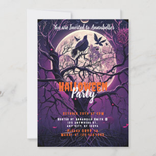 Convite Festa de Halloween da Árvore Assustadora sob a Lua
