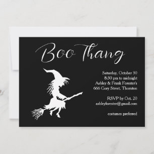 Convite Festa de Halloween da Bruxa Voadora Boo Thang