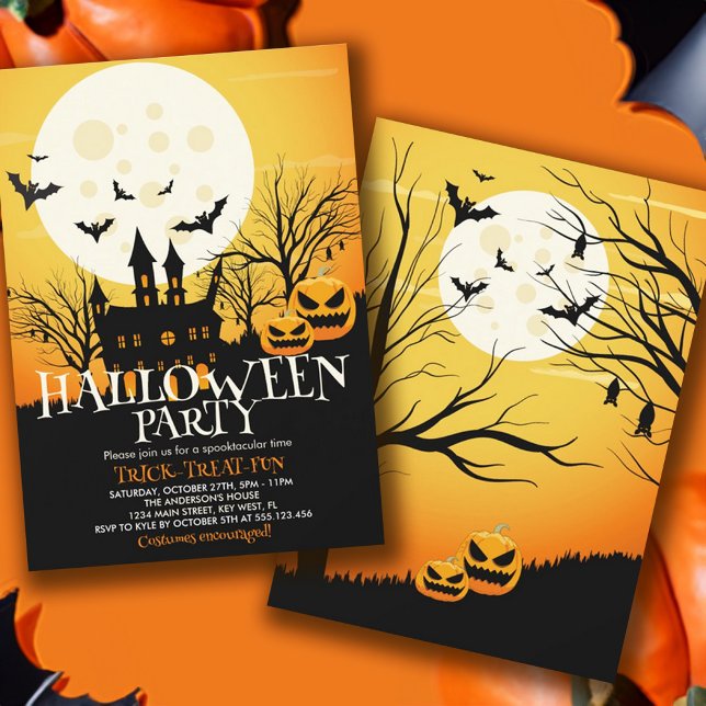 Convite Festa de Halloween da Casa Assombrada (Haunted House Halloween Party Invitation)