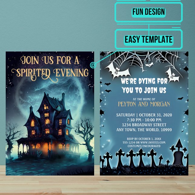 Convite Festa de Halloween da Casa Assustada (Use these awesome invitations to get your guest in the mood right away. )