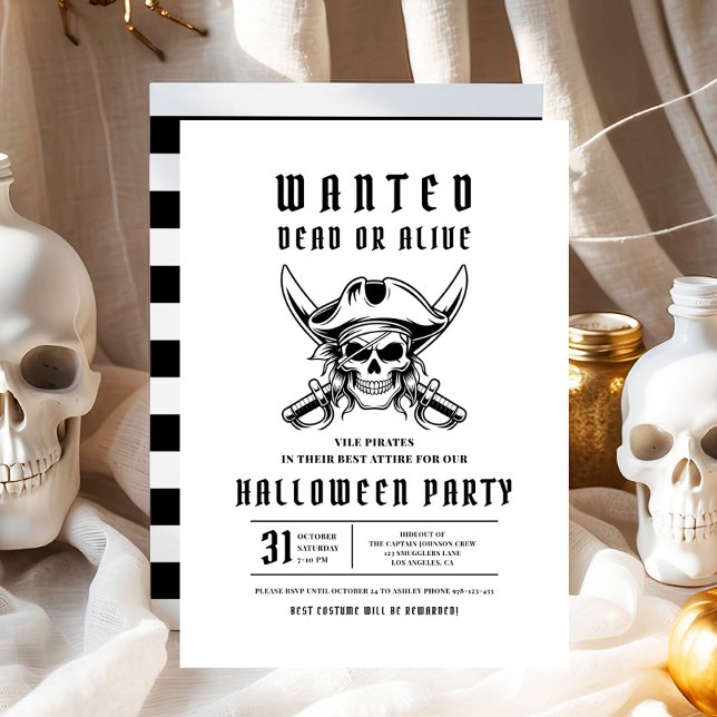 Convite Festa de Halloween da Caveira Pirata (Pirate Skull Halloween Party Invitation)