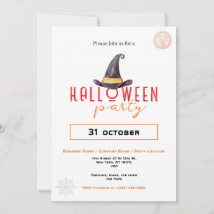 Convite Festa de Halloween da Empresa do Chapéu de Bruxa E