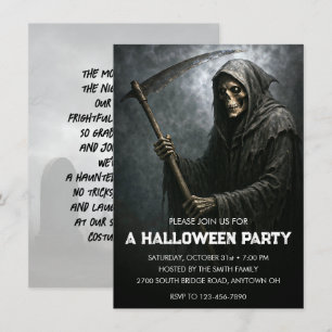 Convite Festa de Halloween da Grim Reaper