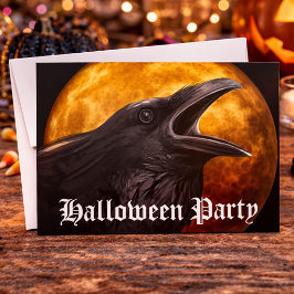 Convite Festa de Halloween da Lua Cheia do Corvo Preto Ass