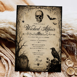 Convite Festa de Halloween da Malvada Atração Vintage