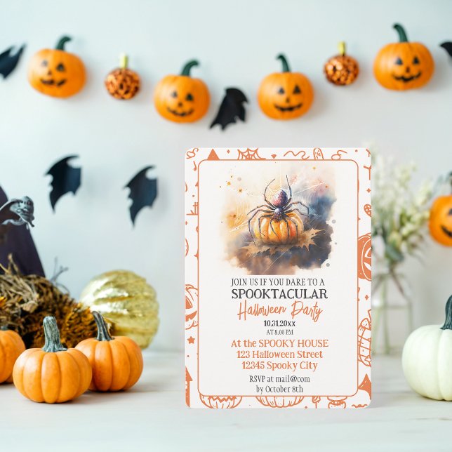 Convite Festa de Halloween da Spider Spooktacular Watercol (Criador carregado)