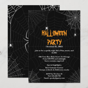 Convite Festa de Halloween da Tipografia da Web Black Spid