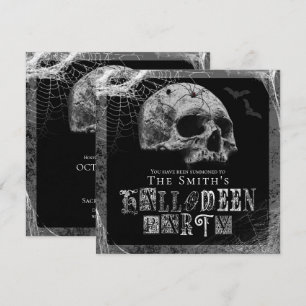 Convite Festa de Halloween da Viúva Negra Caveira e Teias 