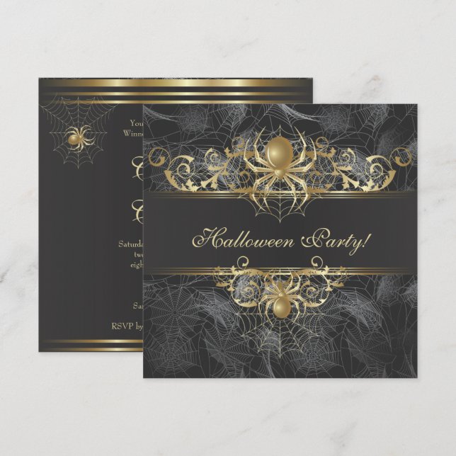 Convite Festa de Halloween das Aranhas de Ouro (Frente/Verso)