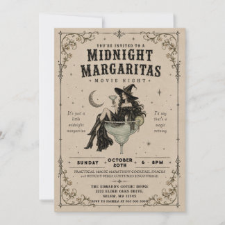Convite Festa de Halloween das Margaritas da Meia-Noite Gó