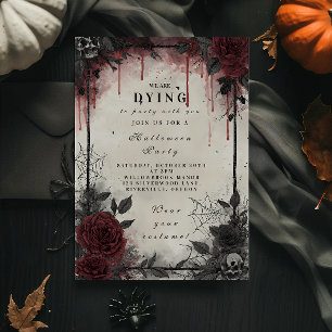 Convite Festa de Halloween das Rosas de Sangue Góticas