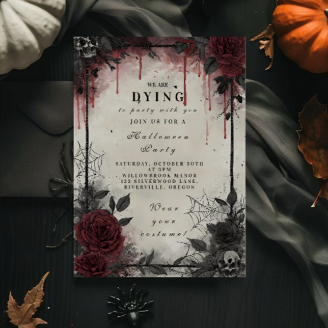 Convite Festa de Halloween das Rosas de Sangue Góticas (Criador carregado)