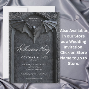 Convite Festa de Halloween de Bat Tombstone Gothic