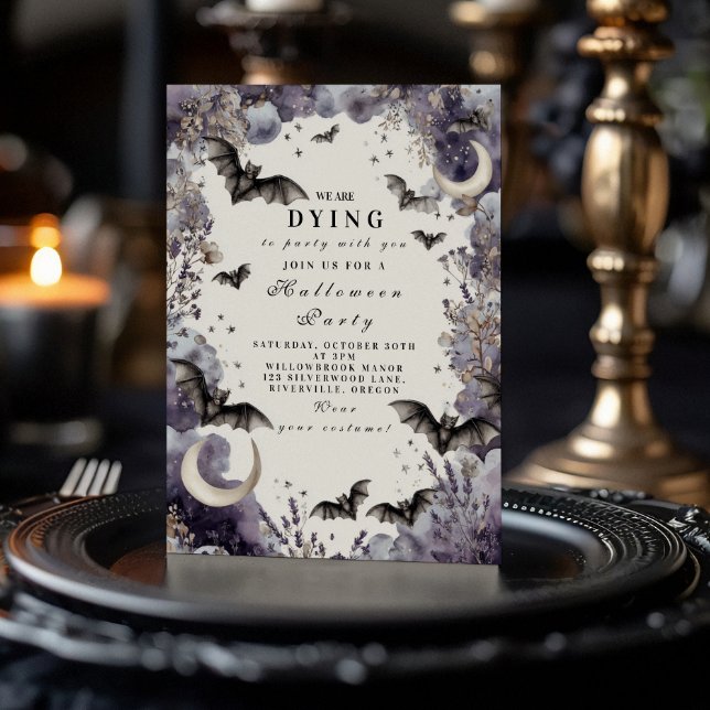 Convite Festa de Halloween de Bats Moonlit (Criador carregado)