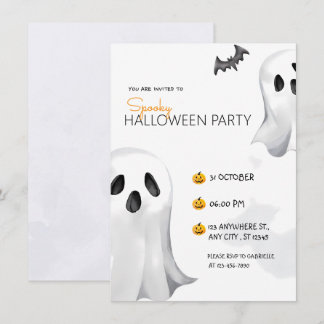 Convite Festa de Halloween de Black Watercolor Encantadora