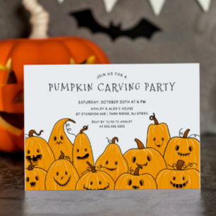 Convite Festa de Halloween de Carvação de Abóbora Bonita