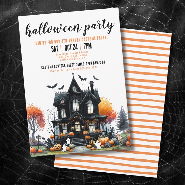 Convite Festa de Halloween de Casa Assombrada Spooky (Spooky Haunted House Halloween Party Invitation )