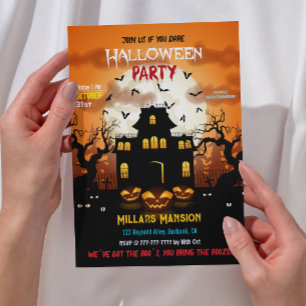 Convite Festa de Halloween de Casa Assombrada Spooky