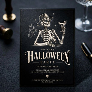 Convite Festa de Halloween de Cocktail Assustador de Esque