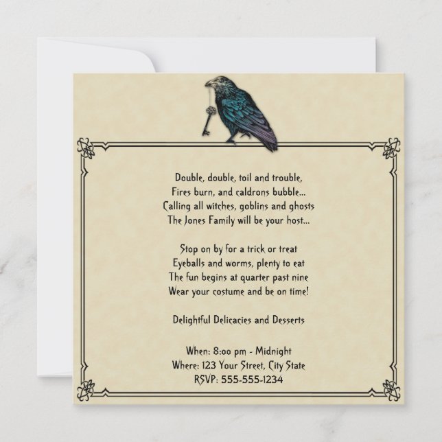 Convite Festa de Halloween de Cream e Raven Negro (Frente)