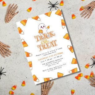 Convite Festa de Halloween de Doce Milho Doce ou Travesso
