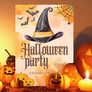 Convite Festa de Halloween de escritório laranja fofa com