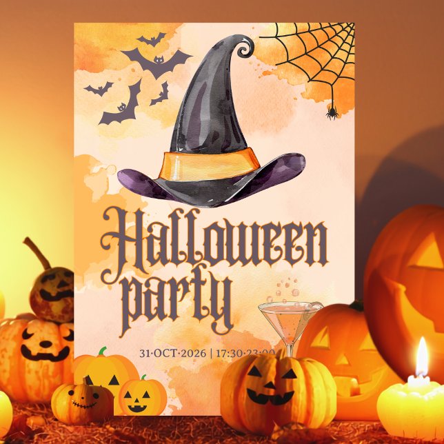 Convite Festa de Halloween de escritório laranja fofa com  (Criador carregado)
