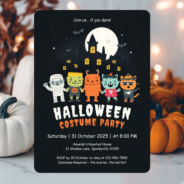 Convite Festa de Halloween de Figurino Bonito (Cute Costume Halloween Party Invitation)