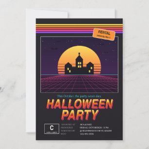 Convite Festa de Halloween de Filme de Terror VHS Retro do