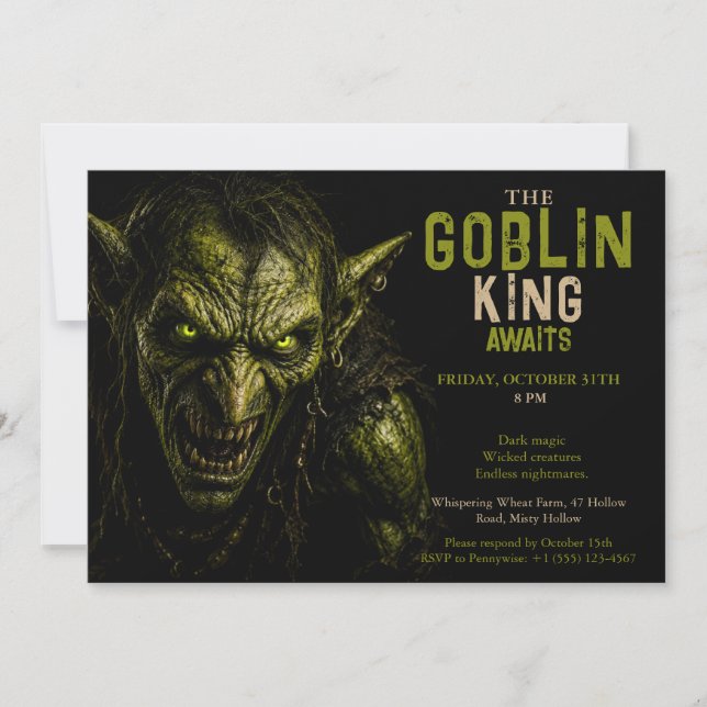 Convite Festa de Halloween de Goblin - Halloween de Fantas (Frente)