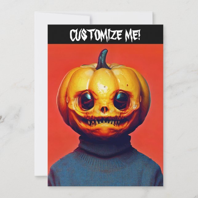 Convite Festa de Halloween de Jack-O-Lantern (Frente)