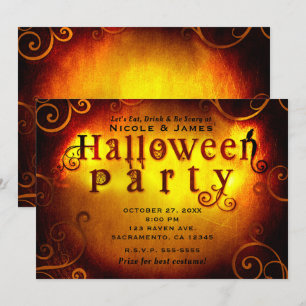 Convite Festa de Halloween de Lanche ou Travessura Laranja