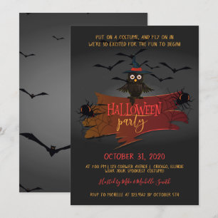 Convite Festa de Halloween de Owl e Bats